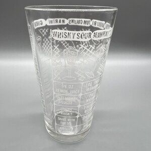 Vintage Federal Glass Cocktail Recipe Mixing & Measuring Bar Glass EUC